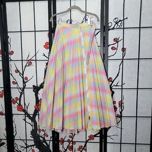 Beatrice B Pleated Plaid Printed Midi Skirt Size 0